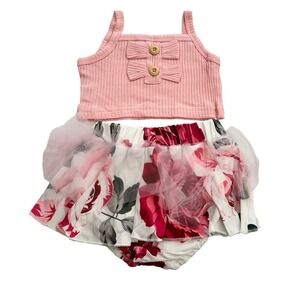 Baby Girl Floral Print Outfit Set Tank Top/ Short Size 3 months